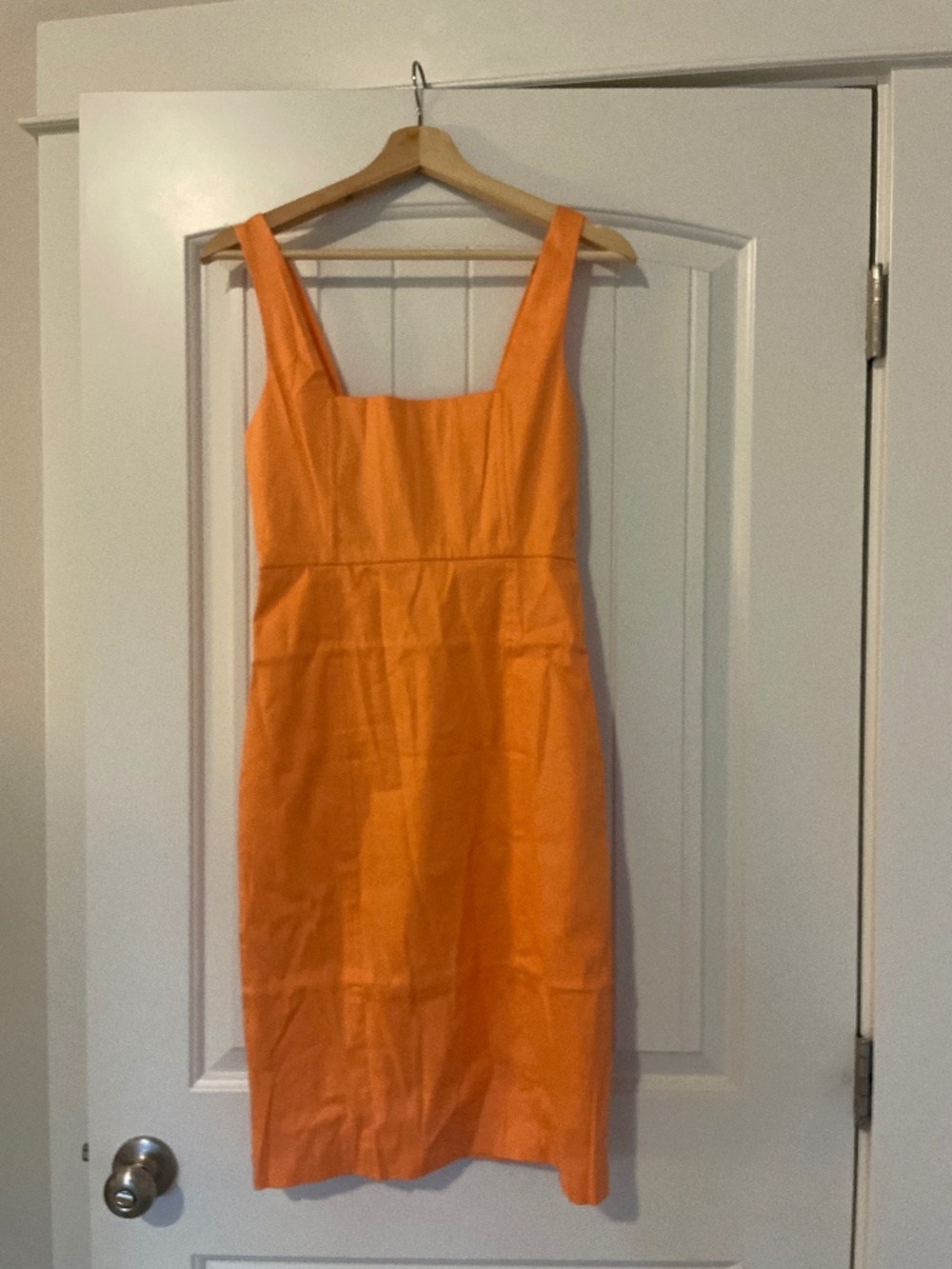 Alice + Olivia Tangerine Linen-Silk Blend Sheath Dress - Mesh Detail - S